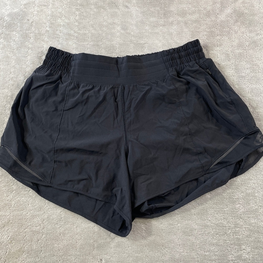 Lululemon Hotty Hot High Rise Lined Shorts Womens 10 Black 4" Running Active